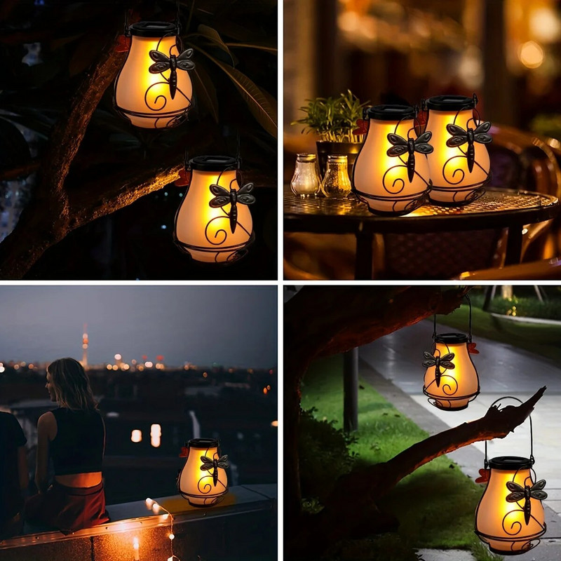 Plameno svjetlo na solarno napajanje vilin konjic Vanjska viseća svjetiljka kolibrić Metalna statua životinje LED vodootporna svjetiljka leptir