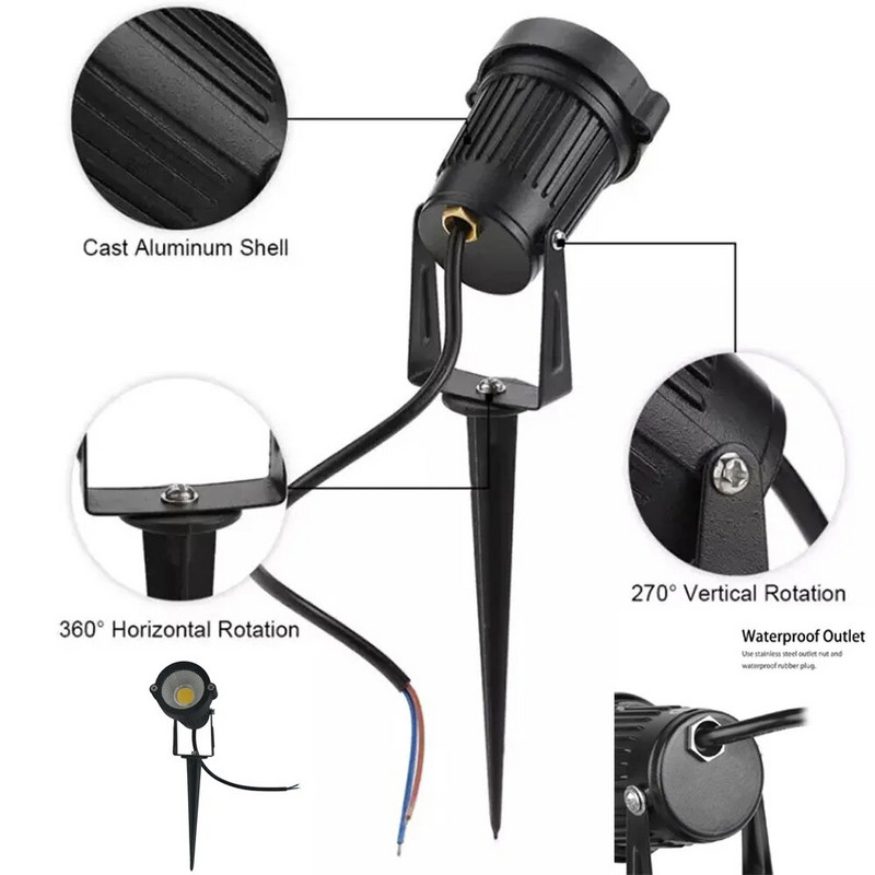 9 W LED āra apgaismojums dārzam AC85-265 V dārza ainavas gaisma 12 V dārza gaisma ceļa ainavai ūdensnecaurlaidīga vieta