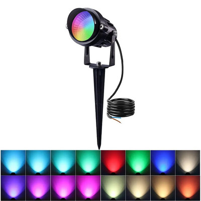 Δωρεάν αποστολή IP65 Spike Lanscape Lamp RGBW Outdoor Spotlight 12V 110V 220V for Garden Lighting
