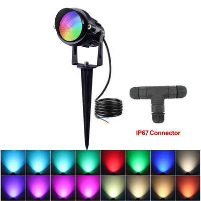 Δωρεάν αποστολή IP65 Spike Lanscape Lamp RGBW Outdoor Spotlight 12V 110V 220V for Garden Lighting