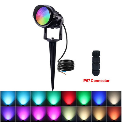 Δωρεάν αποστολή IP65 Spike Lanscape Lamp RGBW Outdoor Spotlight 12V 110V 220V for Garden Lighting