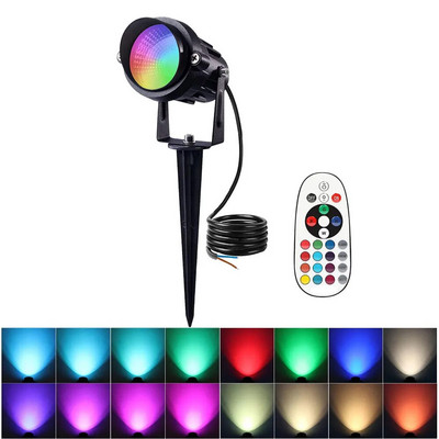Δωρεάν αποστολή IP65 Spike Lanscape Lamp RGBW Outdoor Spotlight 12V 110V 220V for Garden Lighting