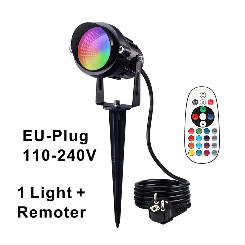 Δωρεάν αποστολή IP65 Spike Lanscape Lamp RGBW Outdoor Spotlight 12V 110V 220V for Garden Lighting
