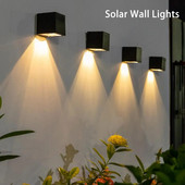 Lampă solară cu LED, lampă de perete pătrată de grădină, senzor de lumină solară IP65, impermeabilă, pentru curte, balcon, stâlp, lămpi decorative