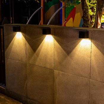 LED слънчева светлина Външна градинска квадратна стенна лампа Сензор за слънчева светлина IP65 Водоустойчиви лампи за декорация на стълбове за ограда на двора