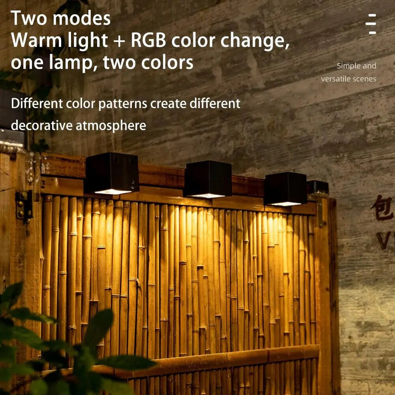 LED päikesevalgus väliaia ruudukujuline seinavalgusti päikesevalguse andur IP65 veekindel siseõue rõdu tara postkaunistuslambid