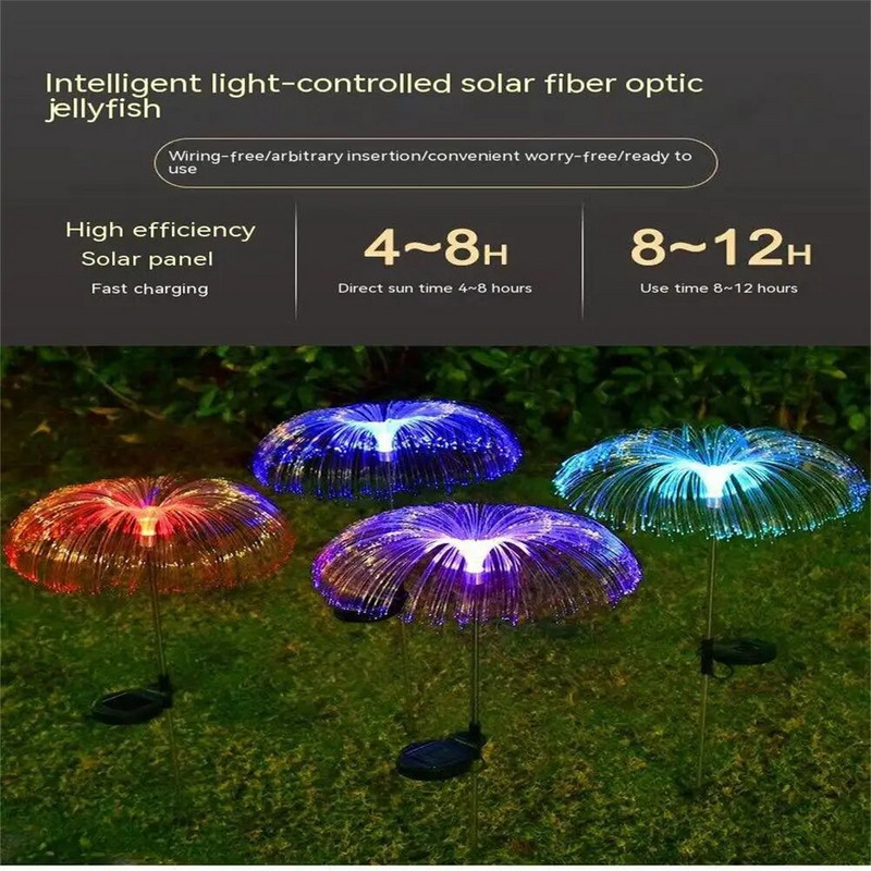 Saulės LED spalvinga medūzų lempa vandeniui atspari atmosferos šviesa lauko kiemo sodo balkono vejos dekoravimui sodo šviestuvai