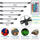 Lumină LED pentru rezervor de pește de acvariu de 18-62 cm, 5050 SMD RGB, bandă de lumină submersibilă impermeabilă cu telecomandă