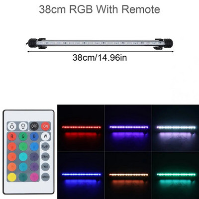 Lumină LED pentru rezervor de pește de acvariu de 18-62 cm, 5050 SMD RGB, bandă de lumină submersibilă impermeabilă cu telecomandă