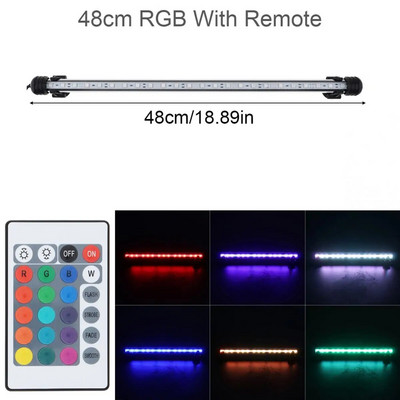 Lumină LED pentru rezervor de pește de acvariu de 18-62 cm, 5050 SMD RGB, bandă de lumină submersibilă impermeabilă cu telecomandă