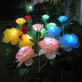 Lumini decorative de Crăciun cu LED-uri solare pentru grădină de bujori, iarnă, în aer liber, rezistentă la apă, atmosferă, trandafir, lumini pentru flori
