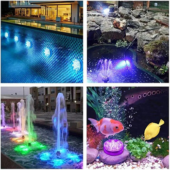 3 LED подводни светлини RGB потопяема светлина IP68 Водоустойчива дистанционна нощна лампа за плувен басейн Декор Сватбено парти