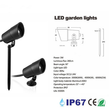 Προβολείς κήπου LED COB εξωτερικού χώρου 3W Αλουμινένιο φωτιστικό γκαζόν Spike 12V 24V Path Landscape Light IP67 Αδιάβροχο Spot Lighting Lawn