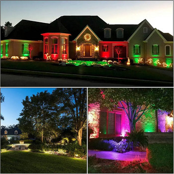 Безплатна доставка 10W шипове пейзажни светлини Външни RGB + топло бяла водоустойчива COB LED лампа за тревни площи за градинско осветление