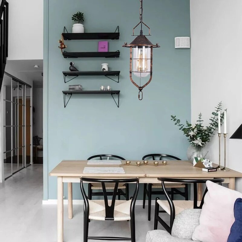 Loft americký vidiecky retro reštauračný luster kreatívna osobnosť chodba ulička svetlo dok železná klietka závesné svetlo