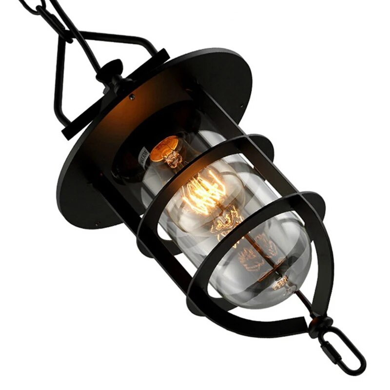 Loft americký vidiecky retro reštauračný luster kreatívna osobnosť chodba ulička svetlo dok železná klietka závesné svetlo