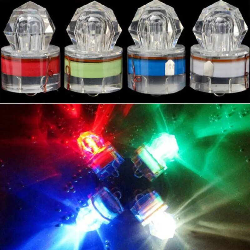 1Pc Mini Fishing Lure Light LED Deep Drop Υποβρύχια αδιάβροχη λάμπα δολώματος διαμαντιού Πολύχρωμα φώτα για την προσέλκυση ψαριών