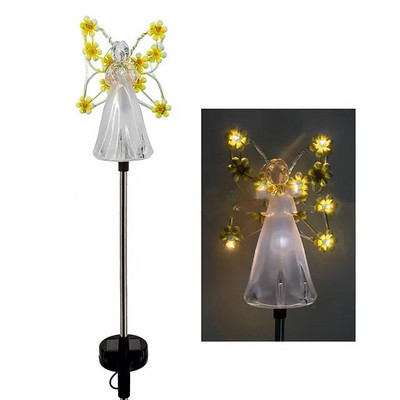 Lumini solare de grădină cu înger în aer liber 7 LED-uri Lumini de teren pentru gazon Lumină impermeabilă pentru peisaj Decorare coridor de grădină Lumină de noapte