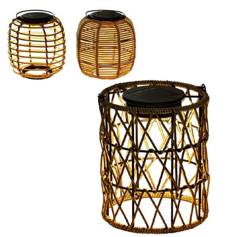 Päikeseenergia aiavalgus maalähedane käsitsi kootud PE-rotangist lamp Päikeseenergial töötav ripplatern sisehoovi maastikuaia kaunistamiseks