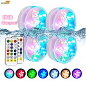 Nouă lumină LED pentru acvariu cu telecomandă, culoare RGB, LED intermitent, pentru acvariu, cu telecomandă fără fir, pentru scufundări pentru piscină