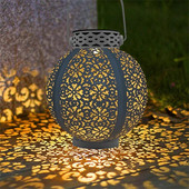 Lampă solară clasică cu LED-uri de fier, lanternă goală, lampă solară impermeabilă, decor în aer liber, lampă cu proiector pentru curte