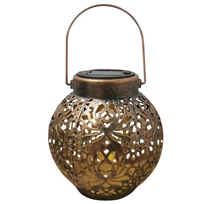 Lampă solară clasică cu LED-uri de fier, lanternă goală, lampă solară impermeabilă, decor în aer liber, lampă cu proiector pentru curte