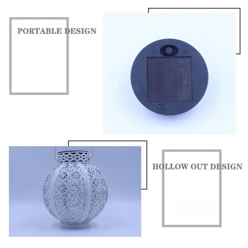 Klasiskā saules LED dzelzs mākslas dobu laternu gaisma ūdensnecaurlaidīga saules lampa āra dekoram piekarināma lampa projektora lampa pagalmam