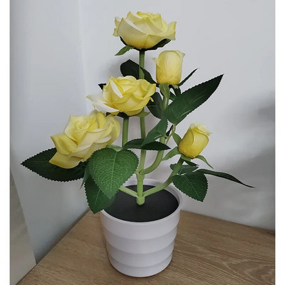 Lampă de gazon cu trandafiri cu energie solară, grădină, balcon, acasă, dormitor, lampă de masă decorativă cu trandafiri, plante artificiale, ghiveci de flori