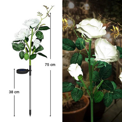 Lampă de gazon cu trandafiri cu energie solară, grădină, balcon, acasă, dormitor, lampă de masă decorativă cu trandafiri, plante artificiale, ghiveci de flori