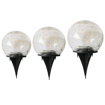 Слънчеви топкови светлини Външни водоустойчиви LED напукани стъклени глобуси Слънчеви електрически наземни светлини за дворна морава Коледен пейзажен декор