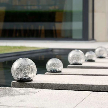 Слънчеви топкови светлини Външни водоустойчиви LED напукани стъклени глобуси Слънчеви електрически наземни светлини за дворна морава Коледен пейзажен декор