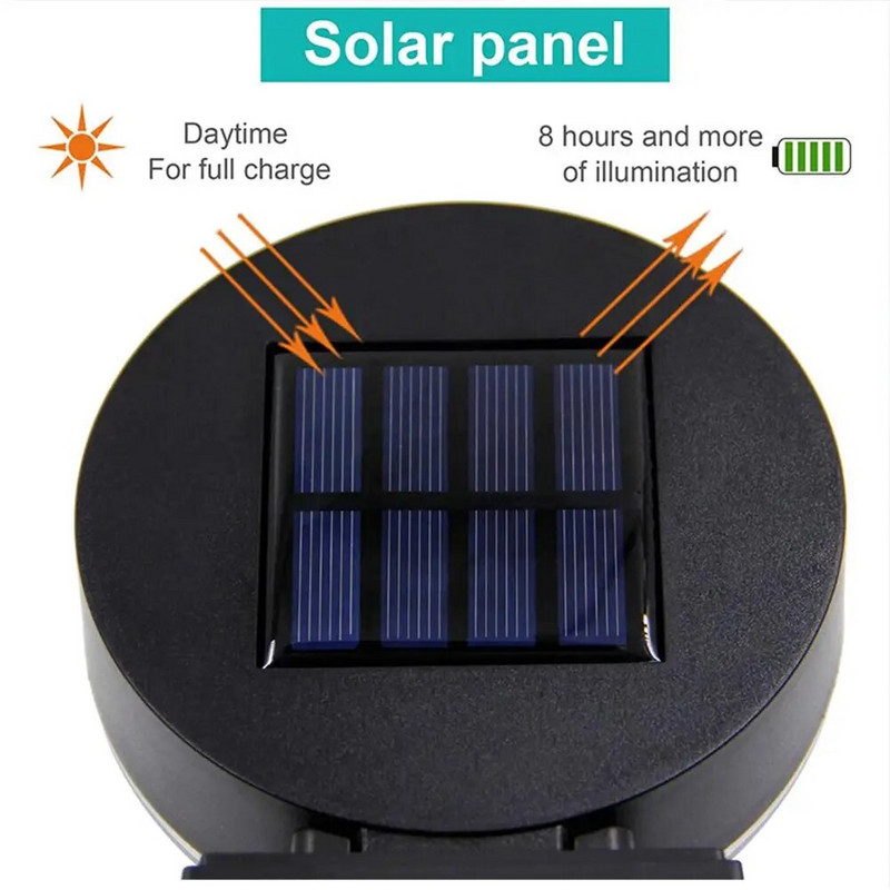 Saulės tvoros šviestuvai LED saulės sieniniai šviestuvai lauko vandeniui atsparūs 2 apšvietimo režimai, skirti sodo garažui ir takui