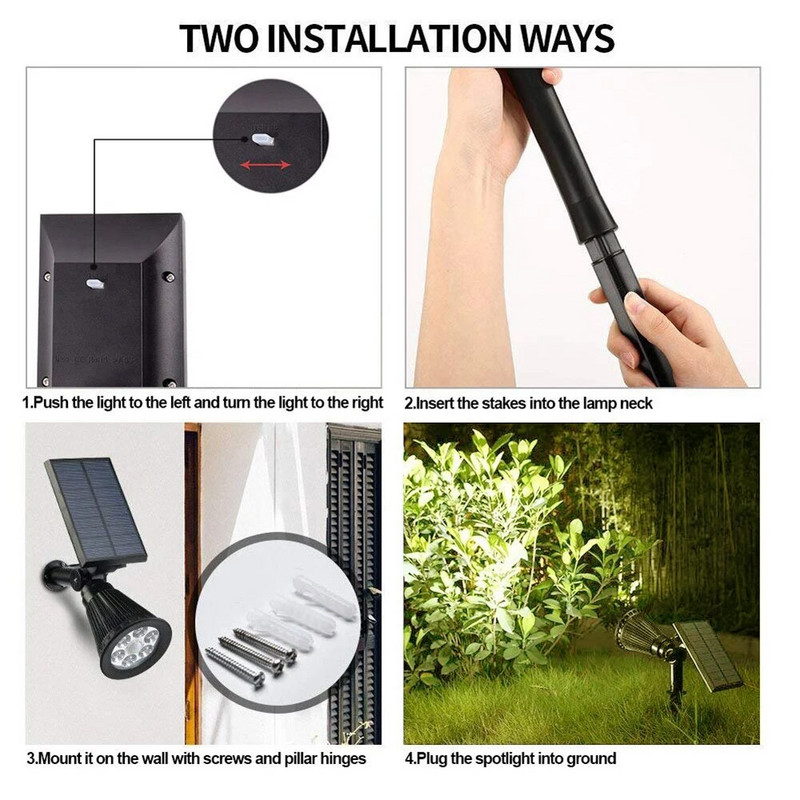 Lauko vandeniui atsparūs saulės spindulių prožektoriai Šiltai balti medžiai šaudantys kraštovaizdžio šviestuvai Sodas Atsparūs lietui veja Led antžeminės kištukinės lempos