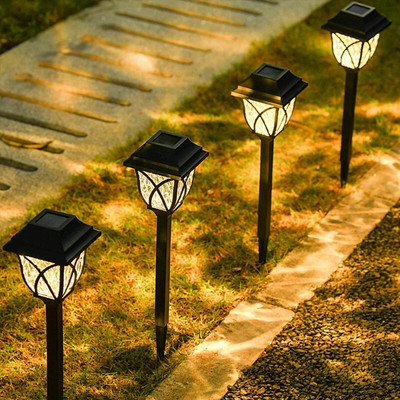 1Pcs de lumini solare pentru curte lumini strălucitoare pentru gazon lumini cu led rezistente la apă pentru căi solare lumini pentru căi peisagistice