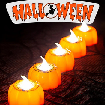 12 PCS Тиквени свещи Консумативи за парти на Хелоуин LED лампи Фенери Орнаменти T5EF