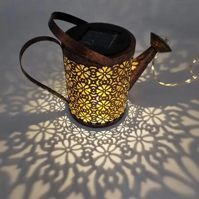 Lampă de udat solară, artă pentru grădină, lampă decorativă în gol în aer liber, cu LED-uri șir de lumină, pentru curte, curte, alee, felinare impermeabile
