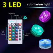 3 LED-uri cu telecomandă IR pentru scufundări Lumină subacvatică IP68 Lumină submarină rezistentă la apă Lampă plutitoare pentru piscină Lumini de grădină