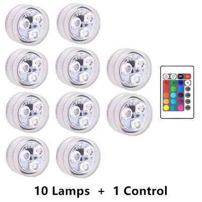 3 LED-uri cu telecomandă IR pentru scufundări Lumină subacvatică IP68 Lumină submarină rezistentă la apă Lampă plutitoare pentru piscină Lumini de grădină