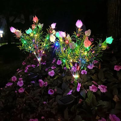 Päikeseenergia lilled väljas aia muruvalgustid IP65 veekindlad päikesevalgustid välitingimustes värvilised valgustid siseõue puhkuse kaunistamiseks