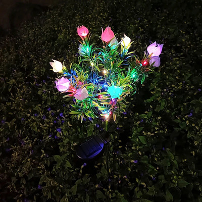 Lumini solare cu flori de exterior pentru grădină, IP65, lumină solară, impermeabilă, în aer liber, lămpi colorate pentru trasee, pentru decor de vacanță în curte
