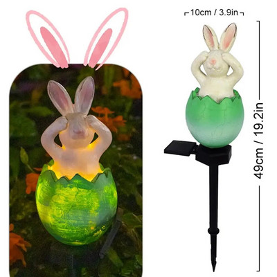 Lumini solare de grădină cu LED-uri în formă de iepure de desene animate Calea în aer liber țăruș lumini pentru patio, grădină în aer liber, vilă, decorare gazon