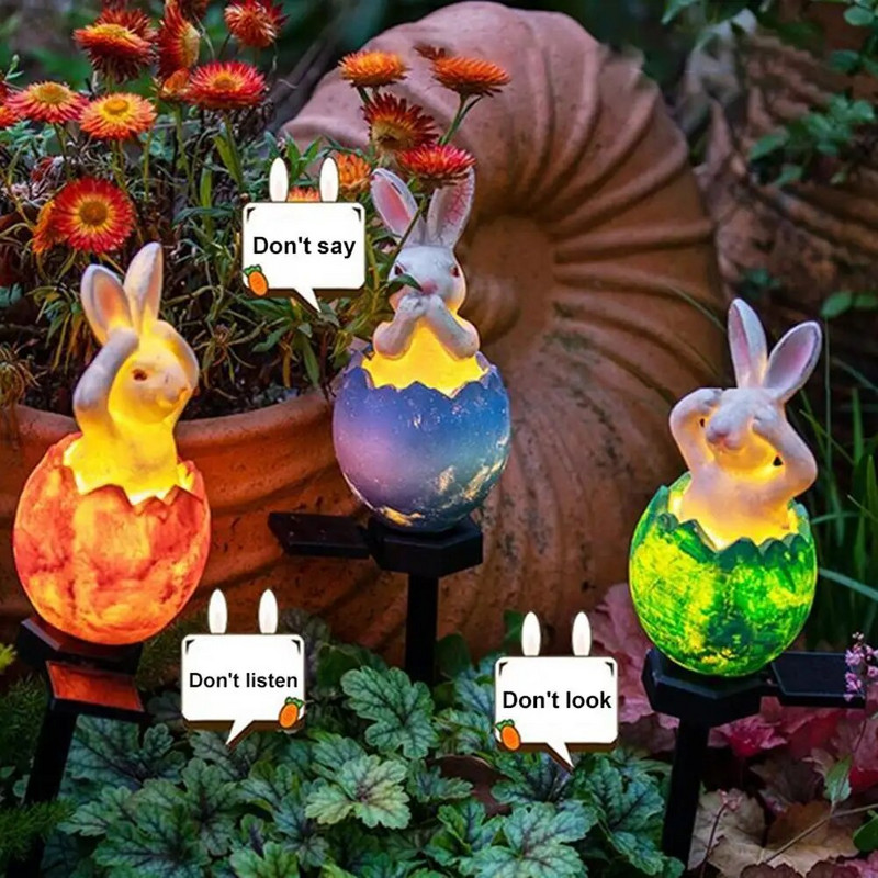 Led Garden Solar Lights Cartoon Rabbit Shape Pathway Εξωτερικά φώτα πασσάλων για αίθριο Εξωτερική βίλα κήπου Διακόσμηση γκαζόν