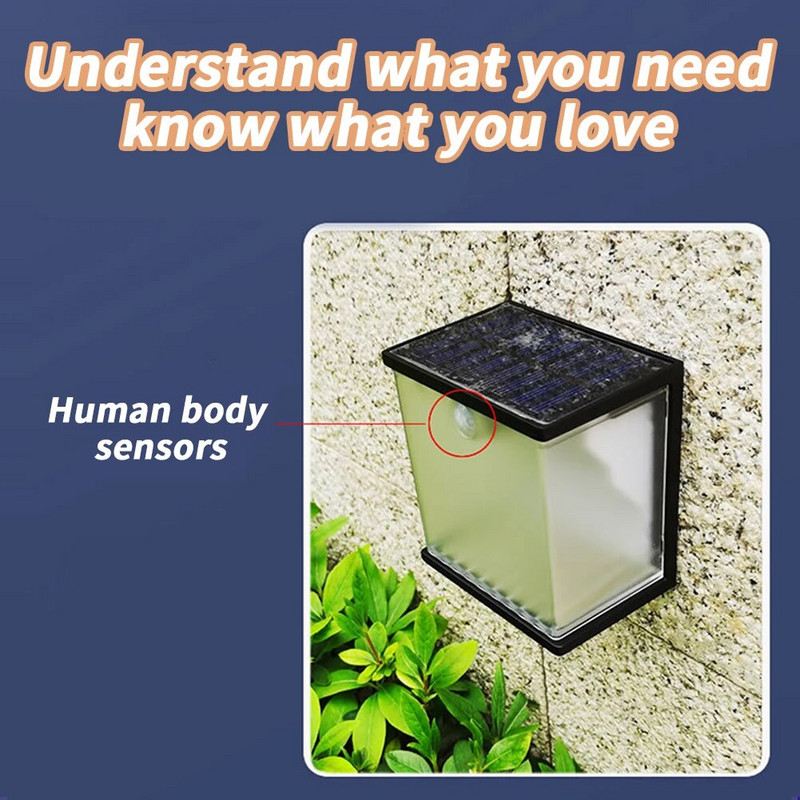 Ηλιακά φωτιστικά LED για εξωτερικούς χώρους IP65 Αδιάβροχο ανθρώπινο σώμα επαγωγής Αυτόματο σε ηλιακό φωτιστικό τοίχου για σκάλα βεράντας πίσω αυλής