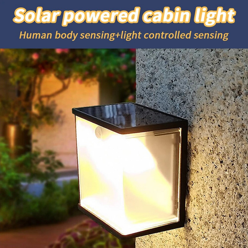 Ηλιακά φωτιστικά LED για εξωτερικούς χώρους IP65 Αδιάβροχο ανθρώπινο σώμα επαγωγής Αυτόματο σε ηλιακό φωτιστικό τοίχου για σκάλα βεράντας πίσω αυλής