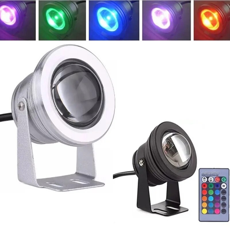 DC 12V 10W RGB värvilised veealused tuled õues akvaariumi valgustus lamp IP68 + 24klahvi kaugjuhtimispult Piscina basseinide jaoks