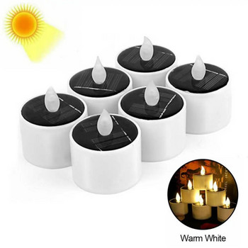 6PCS Слънчева безпламъчна свещна светлина LED чаена трептяща лампа Водоустойчива захранвана от батерии Симулирана светлина от свещи Външен градински декор