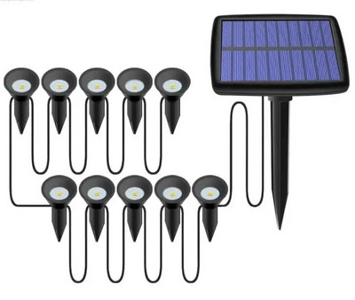 Lumină solară 10 în 1 Lumini RGB în aer liber Lămpi solare de gazon rezistente la apă Lumină cu energie solară pentru decorarea căii de grădină a piscinei