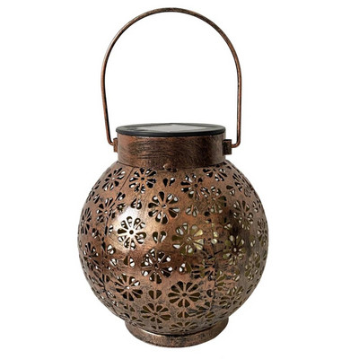 Lumină de grădină solară retro LED, metal, umbră goală, proiecție, lanternă suspendată, lumini decorative în aer liber pentru decorarea curții de grădină