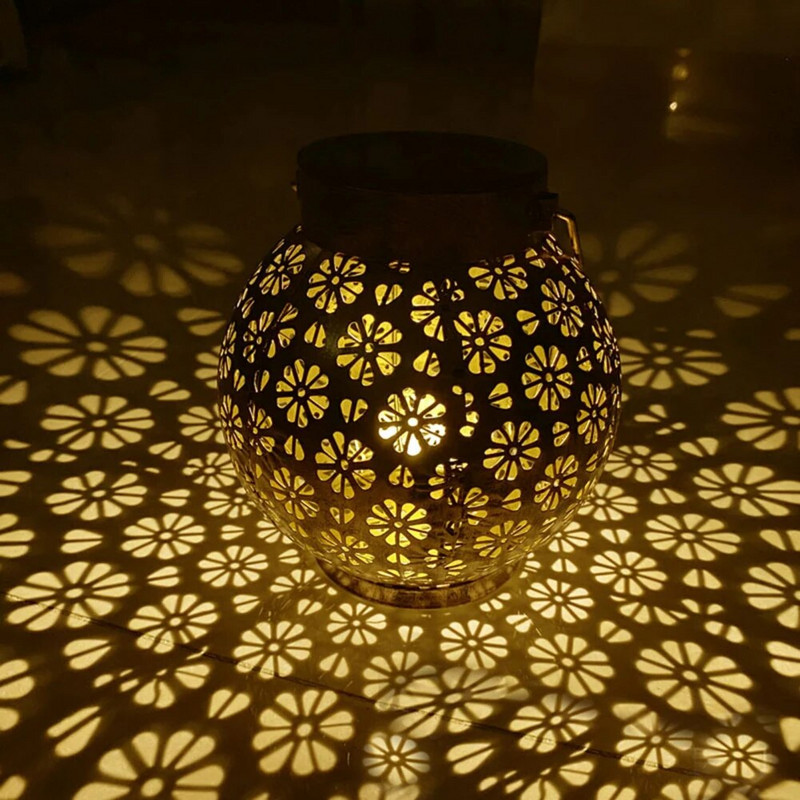 LED retro päikeseenergia aia kergmetallist õõnesvarju projektsioon rippuv latern välistingimustes dekoratiivsed valgustid aia õue kaunistamiseks