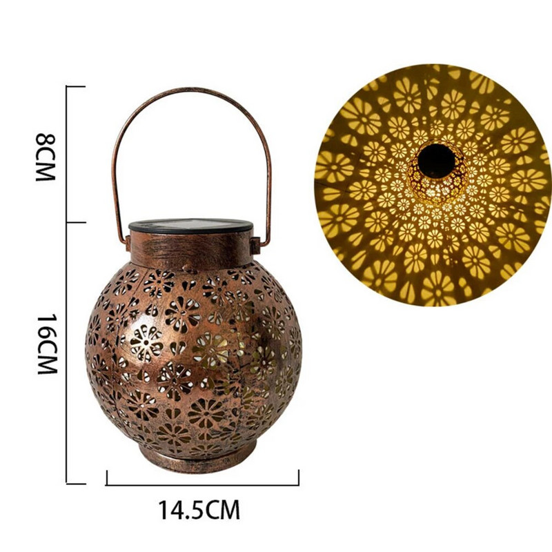 LED retro päikeseenergia aia kergmetallist õõnesvarju projektsioon rippuv latern välistingimustes dekoratiivsed valgustid aia õue kaunistamiseks